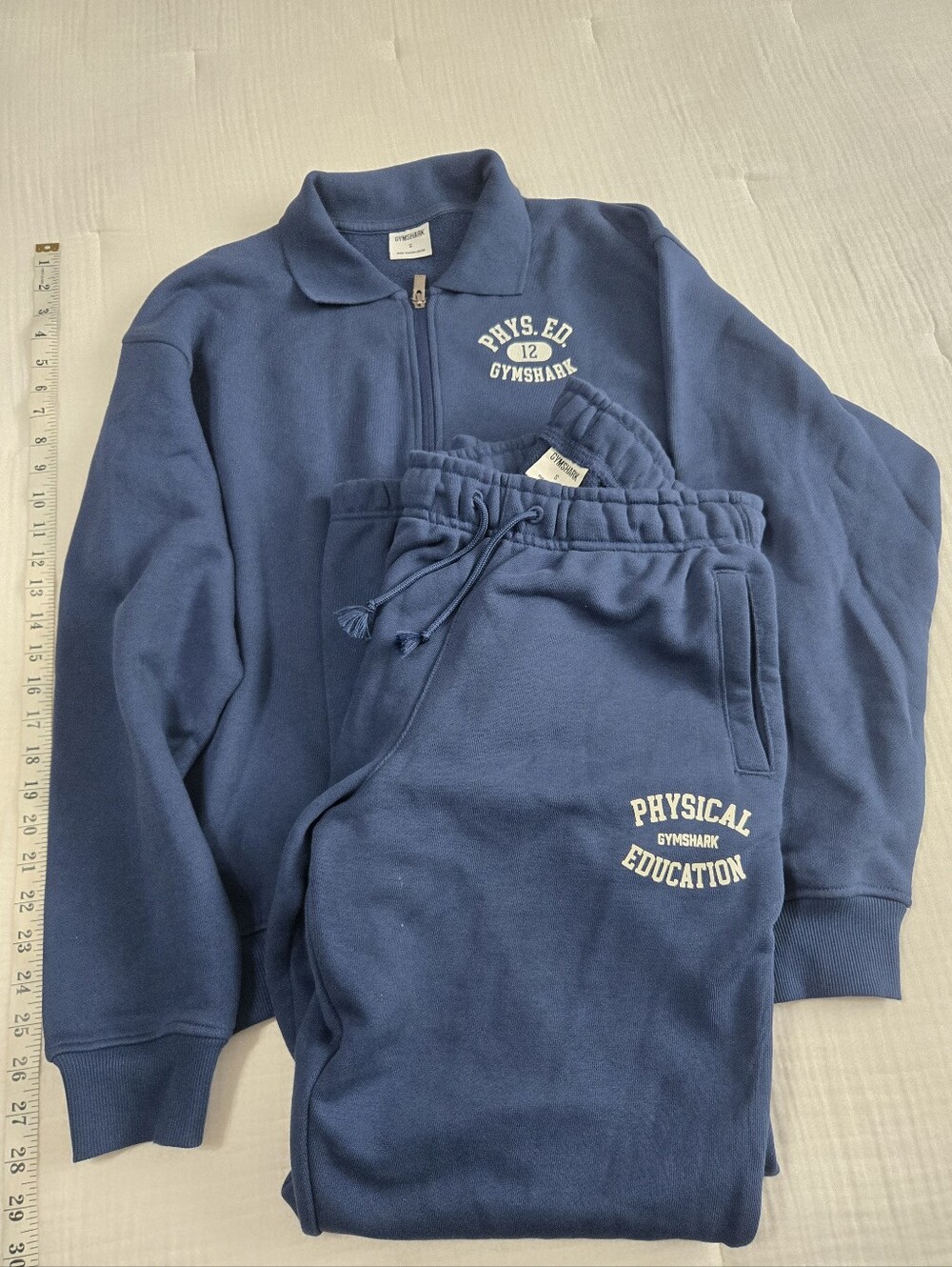 Gymshark Navy Blue Physical Education Zip Sweatshirt & Joggers